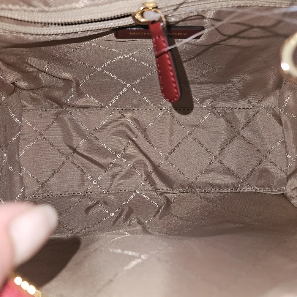 Michael Kors Metallic Rose Pink MK-Embossed Satchel - Picture 12 of 13